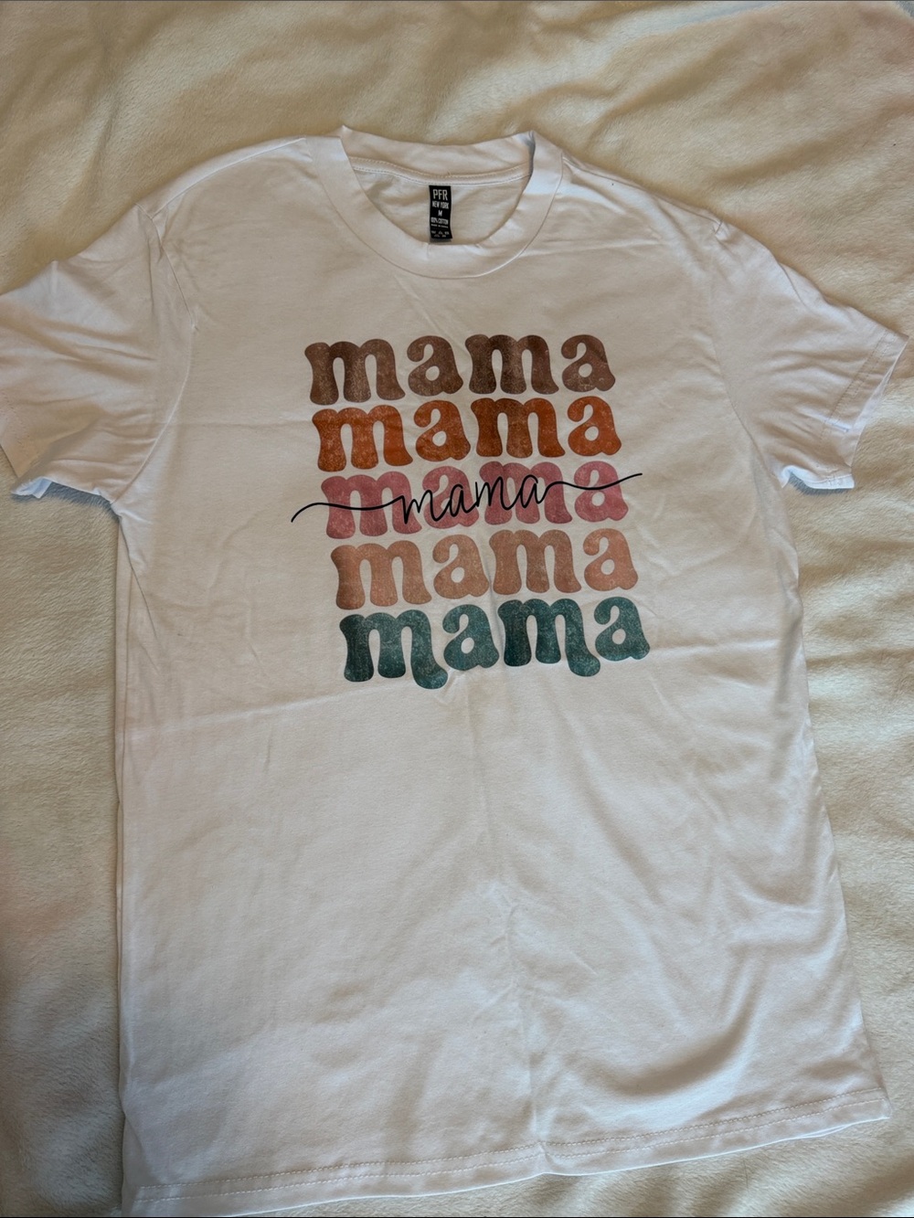 Mama Retro Stack Graphic Tee - White Medium